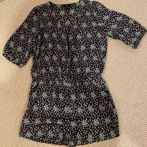Aqua silk romper, size M